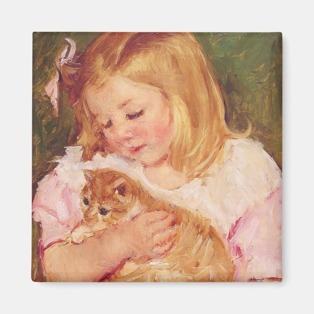 Aimant Sara tient un chat | Mary Cassatt (Devant)