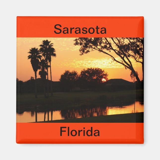 Aimant Sarasota, Floride coucher de soleil sur le lac Mag (Devant)