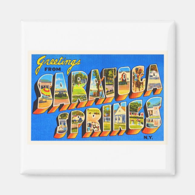 Aimant Saratoga Springs New York NY Vieux souvenir de voy (Devant)