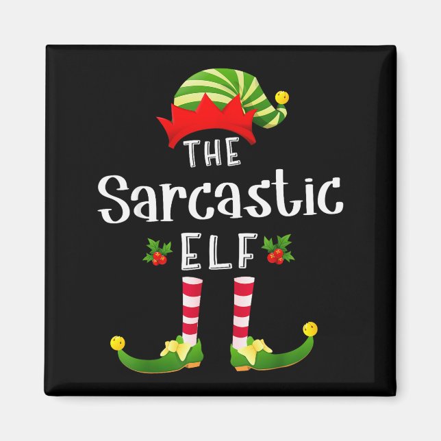 Aimant Sarcastic Christmas Elf Matching Pajama X-mas Part (Devant)