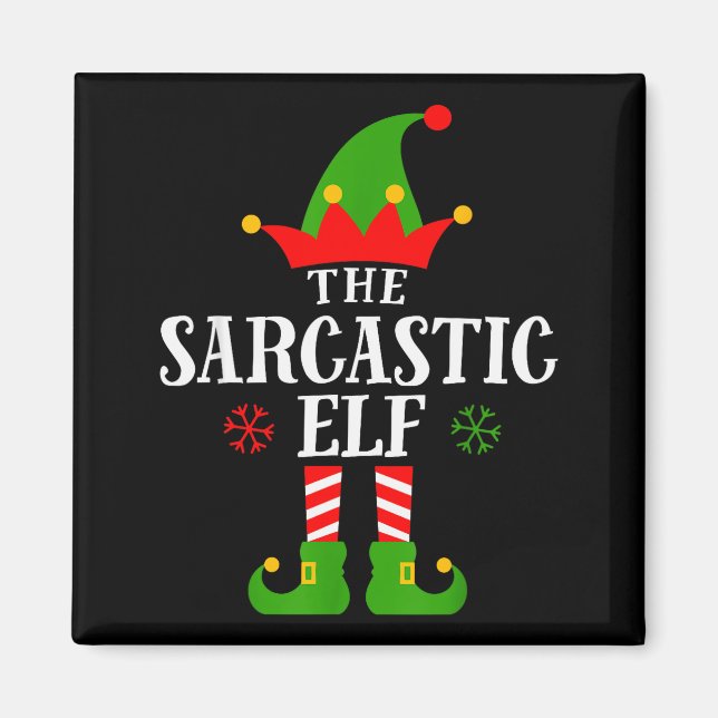Aimant Sarcastic Elf Funny Matching Family Group Christma (Devant)
