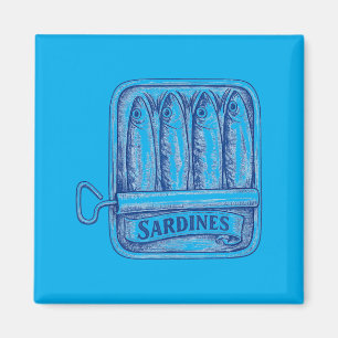 Aimant Sardines à l'encre vintage Poisson en conserve Fru