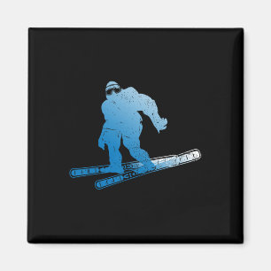Aimant Sasquatch Ski Cryptide Cryptozoologie Ski de Fond 