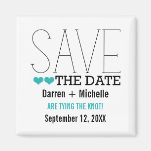 Aimant Sassy Typography Save the Date Magnet, Aqua