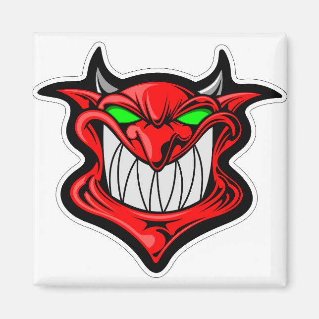Aimant satan tête visage démon de dessin (Devant)
