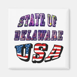 Aimant Sate of Delaware Picture et USA Flag Text
