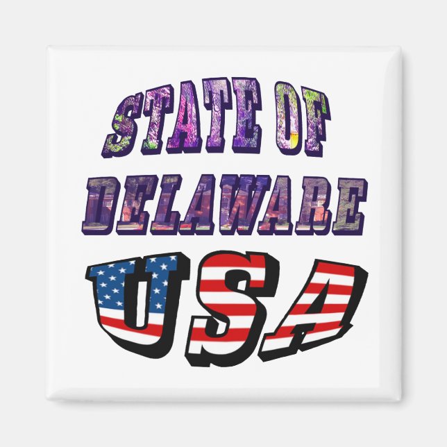 Aimant Sate of Delaware Picture et USA Flag Text (Devant)