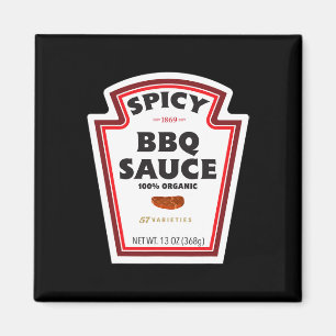 Aimant Sauce barbecue épicée Étiquette Drôle Halloween Co