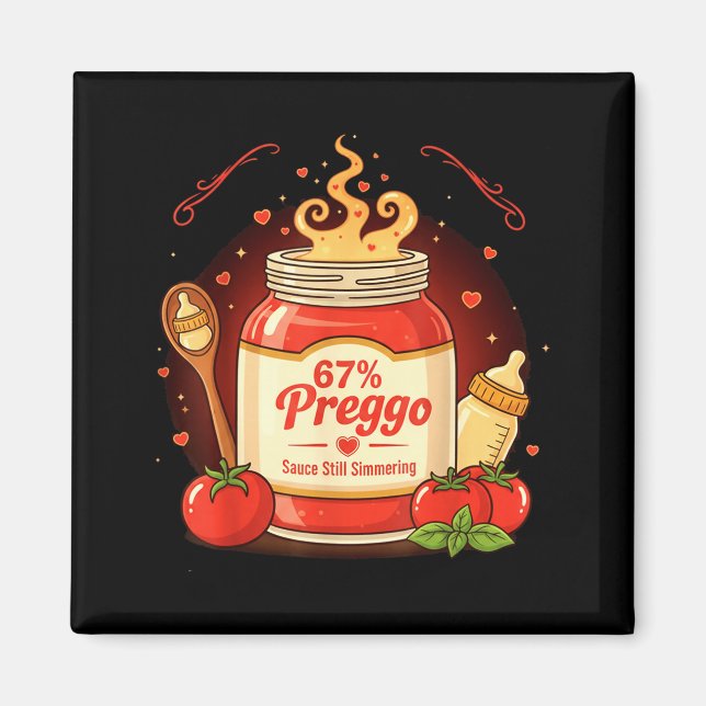 Aimant Sauce Pâtes Preggo Annonce de Grossesse Drôle 67 (Devant)