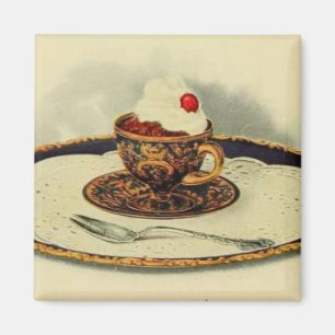 Aimant Saucisse vintage de tasse de cacao chintz bleu vic