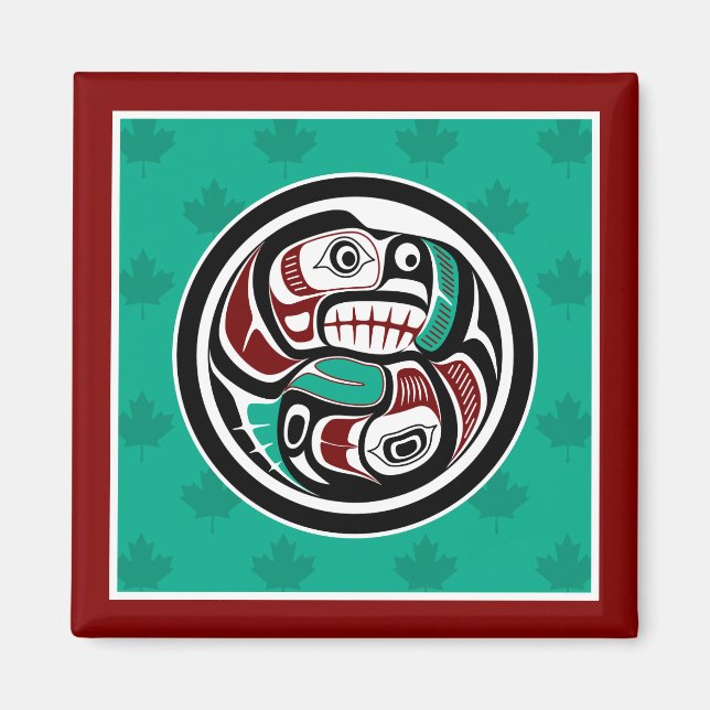 Aimant Saumon amérindien Red Black Art Otter (Devant)