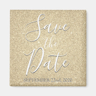 Aimant Sauvegarder la Date Anniversaire Paillettes Dorées