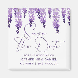 Aimant Sauvegarder La Date Aquarelle Wisteria Lilac Maria