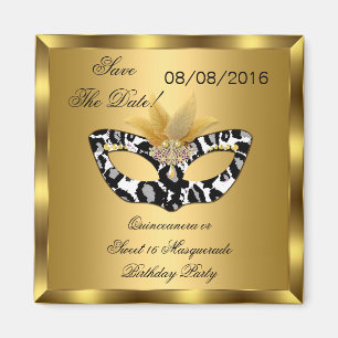Aimant Sauvegarder la date Quinceanera Sweet 16 Masquerad