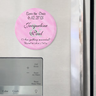 Aimant Sauvegarder la Date Rose Pâle Blanc Aquarelle