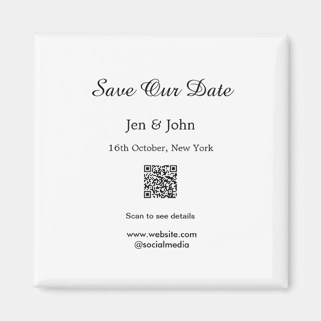 Aimant Sauvegarder notre date Scan QR pour les détails no (Devant)