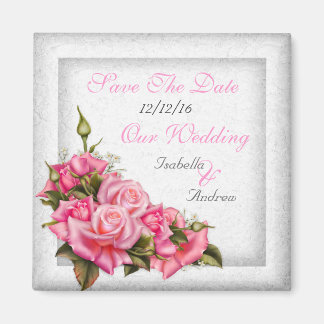 Aimant Sauver la date Mariage Joli bouquet de roses roses