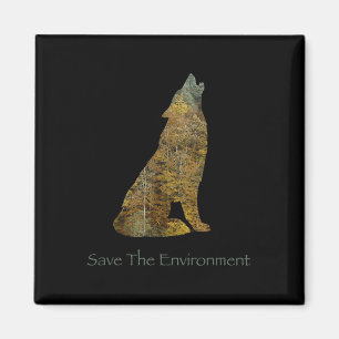 Aimant Sauver l'environnement Wolf Silhouette De l'enviro