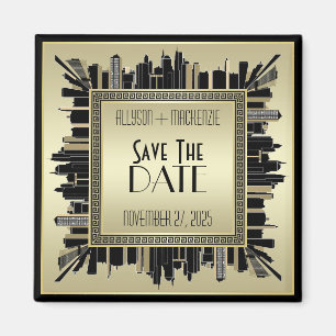 Aimant Sauvez la date Art Déco Champagne Gold Gatsby Glam