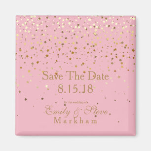 Aimant Sauvez la date Petite Golden Stars Magnet-Pink