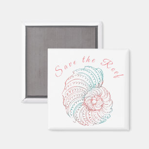 Aimant Sauvez le récif rose et la sensibilisation Turquoi