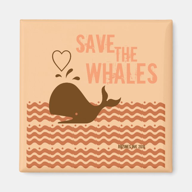 Aimant Sauvez Les Baleines - Conscients De L'Environnemen (Devant)