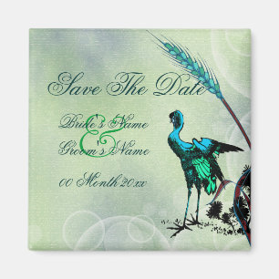 Aimant "Sauvez les remous d'oiseau de vert bleu de date"