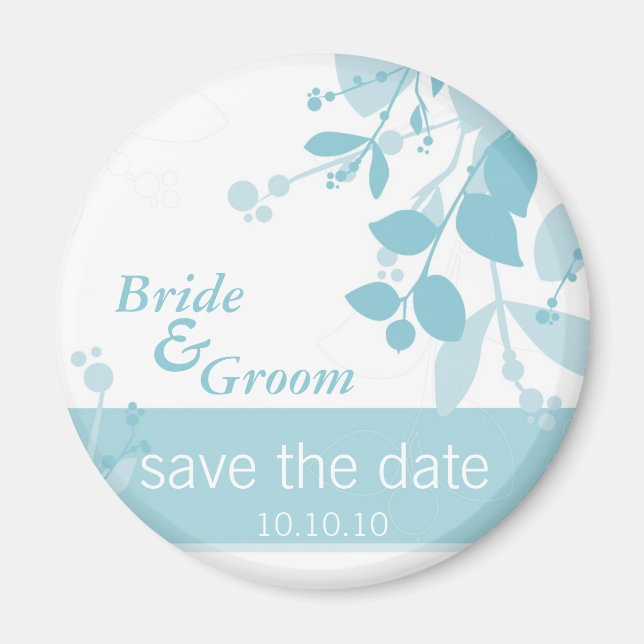 Aimant SAVE LA DATE :: nature - bleu glace (Devant)