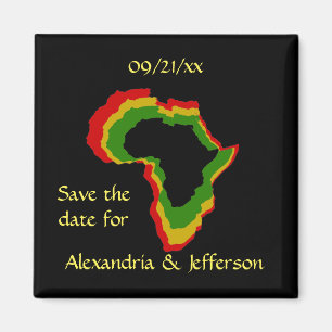 Aimant "Save the Date" - Couleurs panafricaines