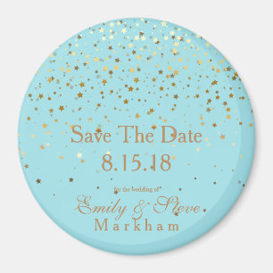Aimant Save The Date Petite Golden Stars Magnet-Aqua