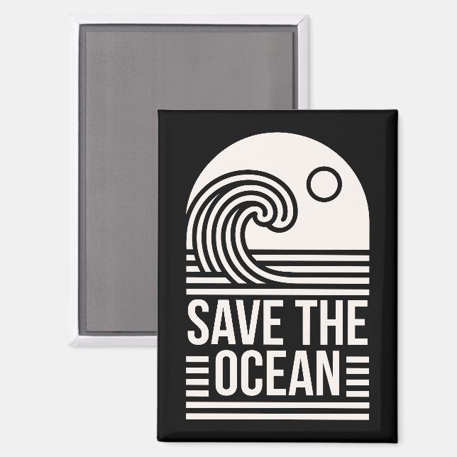 Aimant Save the ocean protection conservation volunteer (Recto/Verso)
