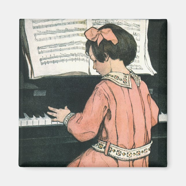 Aimant Scales de Jessie Willcox Smith, Piano Music Girl (Devant)