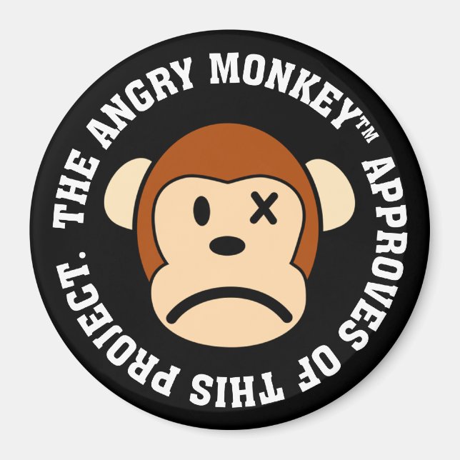 Aimant Sceau d'approbation : Projet approuvé par Angry Mo (Devant)