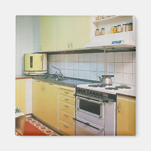 Aimant Scène de cuisine rétro vintage des années 1950
