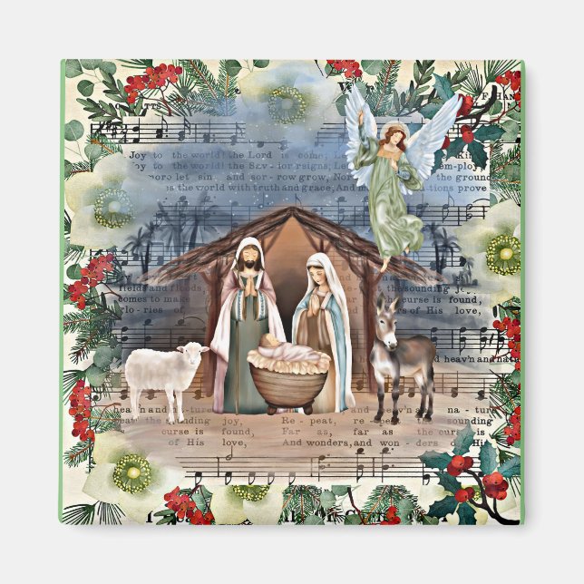 Aimant Scène de la Nativité, Joy to the World, (Devant)
