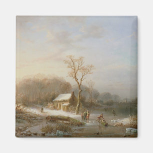 Aimant Scène de patinage, 19ème siècle