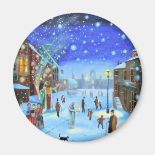 Aimant Scène de rue de Noël Carol Scrooge