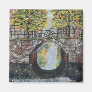Aimant Scène du canal d'Amsterdam en automne