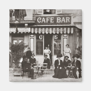 Aimant Scène française de rue de barre de café
