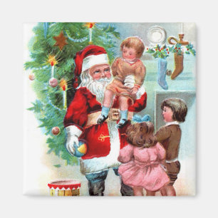 Aimant Scène Père Noël de Noël Vintage