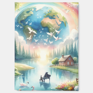 Aimant Scène Whimsical Rainbow Earth Imaginaire
