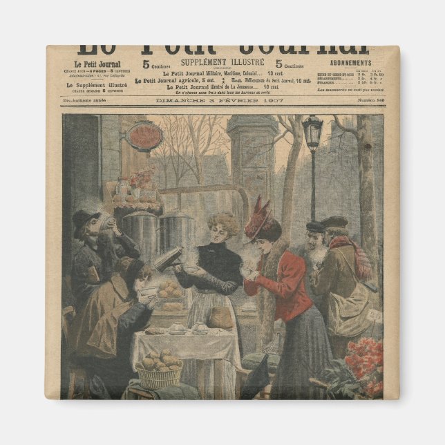 Aimant Scènes de rue de Paris petit déjeuner en plein air (Devant)