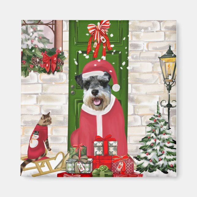 Aimant Schnauzer Chien Noël (Devant)