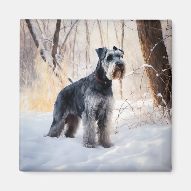 Aimant Schnauzer Laisser neiger Noël (Devant)