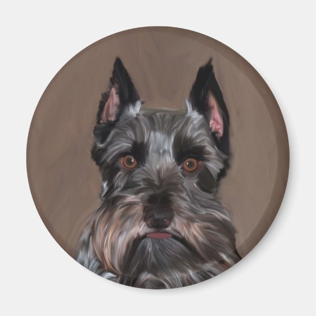 Aimant Schnauzer Miniature peinture couleur de l'eau (Devant)