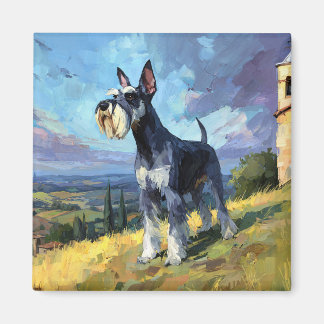 Aimant Schnauzer Sunlit Countryside Landscape Art