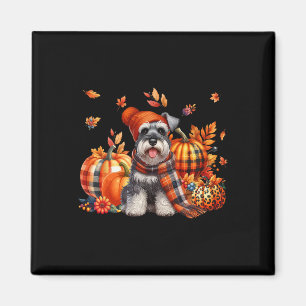 Aimant Schnauzer Thanksgiving Leopard Citrouilles en cong