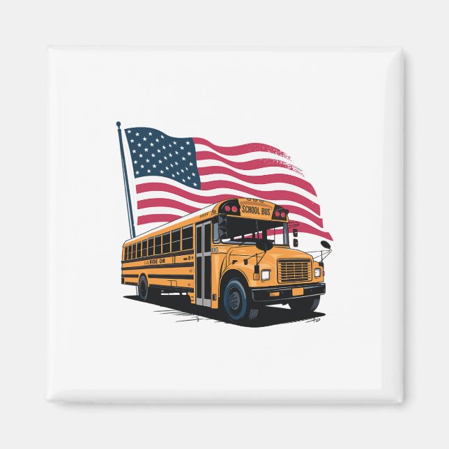 Aimant School Bus Driver Usa Flag  (Devant)
