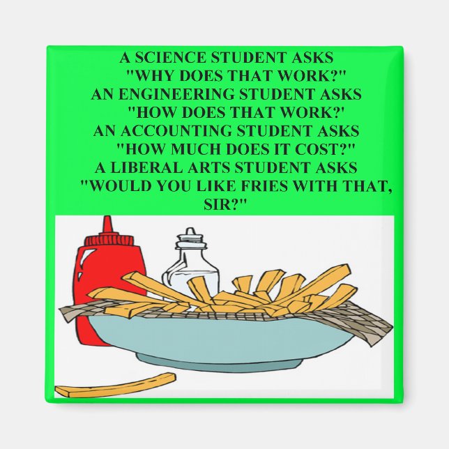 Aimant science des arts libéraux fast food blague (Devant)