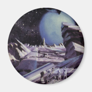 Aimant Science-fiction vintage, Aliens sur la Lune dans l